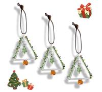 Handmade Colored Glaze Christmas Tree, Double-Layered Tree Design, Holiday Car Hanging Decor, Amber-Colored Wine Glass Charms, Gifting to Anyone Who Loves Unique, Handmade Christmas Decor(3PCS)