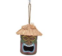 Handmade Composite Birdhouse & Feeder | Weatherproof Garden Decoration for Yard/Patio/Balcony | Closed Design with Exquisite Patterns, 27.7oz Weight