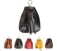 Handmade Cowhide Retro Storage Bag, Simple Retro Cowhide Drawstring Change Purse, Cowhide Retro Drawstring Pouch, Coin Purse Waist Bag Women, Mini Multifunction Storage Bag,Unisex (Black)