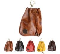 Handmade Cowhide Retro Storage Bag, Simple Retro Cowhide Drawstring Change Purse, Cowhide Retro Drawstring Pouch, Coin Purse Waist Bag Women, Mini Multifunction Storage Bag,Unisex (Brown)