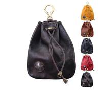 Handmade Cowhide Retro Storage Bag, Small Coin Purse Leather, Leather Car Key Case, Simple Small Hanging Bag Leather Pouch for Women Men(Coffee)