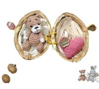 Handmade Crochet Animal in Walnut Shell, Miniature Rabbit & Bear Crochet Animal Kit in Walnut Shells, Hug Cute Easter Giving