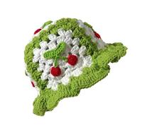 Handmade Crochet Beanie - Cherry Motif Hat, Hollow Summer Bucket Cap, Knitted Lightweight Cover, Stylish Daily Wear Companion | Girls, Teens, Travel, Picnic, Beach, Strolling, Shopping, Leisure