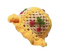 Handmade Crochet Beanie - Cherry Motif Hat, Hollow Summer Bucket Cap, Knitted Lightweight Cover, Stylish Daily Wear Companion | Girls, Teens, Travel, Picnic, Beach, Strolling, Shopping, Leisure