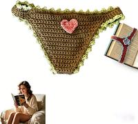 Handmade Crochet Bikini Bookmark, Crochet Thong,Funny Underwear Shaped Bookmark Page Holder, Novelty Gift For Book Lovers, Women(C)