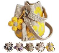 Handmade Crochet Flower Tote, 2026 New Knit Floral Purse Bag, Boho Woven Beach Handbag, Crossbody Shoulder Summer Travel Purse (A)