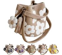 Handmade Crochet Flower Tote, 2026 New Knit Floral Purse Bag, Boho Woven Beach Handbag, Crossbody Shoulder Summer Travel Purse (C)