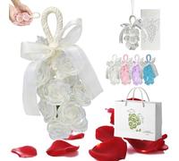 Handmade Crystal Rose Scented Soap Bouquet, Crystal Rose Soap on a Rope, Personalized Original Handmade Crystals Roses Soaps Gentle Cleaning for Washing Hands and Fresh Air (White)