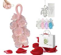 Handmade Crystal Rose Scented Soap Bouquet, Crystal Rose Soap on a Rope, Personalized Original Handmade Crystals Roses Soaps Gentle Cleaning for Washing Hands and Fresh Air (Pink)