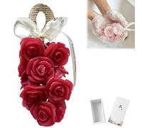 Handmade Crystal Rose Scented Soap Bouquet, Rose Soap on a Rope for Washing Hands and Fresh Air, Exquisite Home Decor and Gifts Choice for Bathroom and Holiday