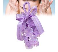Handmade Crystal Rose Scented Soap Bouquet, Rose Soap on a Rope for Washing Hands and Fresh Air, Personalized Original Handmade Crystal Soap Gentle Cleansing Soaps (Purple)