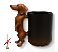 Handmade Dachshund Mug, Cute 3D Dachnut Handle, 11oz Coffee Cup for Dogs Owner and Pet Lover Collection with Handle for Home & Office, Gift (A SIZE)