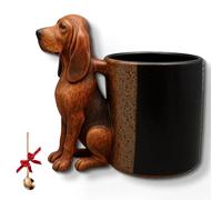 Handmade Dachshund Mug, Cute 3D Dachnut Handle, 11oz Coffee Cup for Dogs Owner and Pet Lover Collection with Handle for Home & Office, Gift (B SIZE)