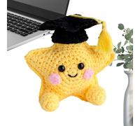 Handmade Emotional Crochet Star, Cute Graduation Inspirational Doll, Soft Yarn - Figura con diseño motivacional, diseño artístico de ganchillo Build Construction for Desk Bookshelf Car and Graduation