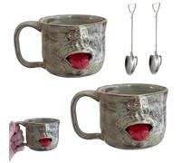 Handmade Face Shaped Ceramic Mug,Funny Tongue Out Facial Coffee Mug,Novelty Artistic Sculptural Facial Cup,for Home Office Desk Decoration,Gag Gifts for Friends