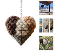 Handmade Fiber Bird Nesting Heart,Birds Nests Material Holder,Refillable Heart Shape Birds Haven,Fiber Bird Material House Outdoor Decoration,for Garden,Yard & Bird Lover (1PCS)