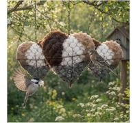 Handmade Fiber Bird Nesting Heart, Birds Nests Material Holder, Winter Tree Shelter for Wild Birds,Garden Art Birdhouse, Dual-Season Outdoor View House (3PCS)