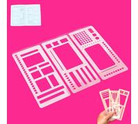 Handmade Flexible Record Template, Stencils Drafting Tools Planner Stencil Set Compatible, for Journaling Checklists Boxes Lines & Daily Planning 3-Pack Reusable (White,A)