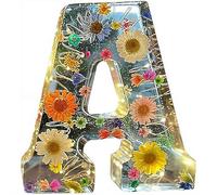 Handmade Floral Resin Night Light, Natural Pressed Flower Letter Lamp, Real Dried Flowers Initial Lights, DIY Floral Letter Name NightLight, Unique Gifts for Birthday Anniversary (Mix color A)