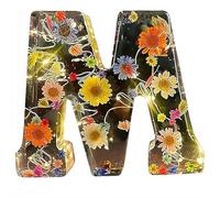 Handmade Floral Resin Night Light, Natural Pressed Flower Letter Lamp, Real Dried Flowers Initial Lights, DIY Floral Letter Name NightLight, Unique Gifts for Birthday Anniversary (Mix color M)