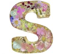 Handmade Floral Resin Night Light, Natural Pressed Flower Letter Lamp, Real Dried Flowers Initial Lights, DIY Floral Letter Name NightLight, Unique Gifts for Birthday Anniversary (Mix color S)