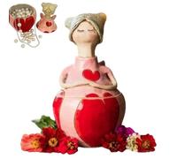 Handmade Garden Fairy Figurine Jewelry Box for Women, Removable Storage Art Ornament with Heart Accents, Hand Painted Whimsical Tabletop Small Items Organizer Case (B, 7*8*12 cm/2.7*3.1*4.7 in)