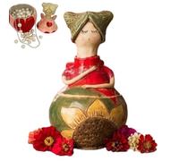 Handmade Garden Fairy Figurine Jewelry Box for Women, Removable Storage Art Ornament with Heart Accents, Hand Painted Whimsical Tabletop Small Items Organizer Case (C, 7*8*12 cm/2.7*3.1*4.7 in)