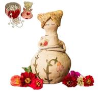 Handmade Garden Fairy Figurine Jewelry Box for Women, Removable Storage Art Ornament with Heart Accents, Hand Painted Whimsical Tabletop Small Items Organizer Case (E, 7*8*12 cm/2.7*3.1*4.7 in)