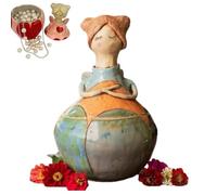 Handmade Garden Fairy Figurine Jewelry Box for Women, Removable Storage Art Ornament with Heart Accents, Hand Painted Whimsical Tabletop Small Items Organizer Case (A, 7*8*12 cm/2.7*3.1*4.7 in)