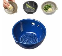 Handmade Garlic Grater & Herb Bowl,2-in-1 Multi-Functional Herb Stripper Bowl with Grater,5/7 Hole Sizes Efficient Stripping Dish With Drainage Port,Multi-functional Kitchen Gadgets (5hole-C)