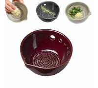 Handmade Garlic Grater & Herb Bowl,2-in-1 Multi-Functional Herb Stripper Bowl with Grater,5/7 Hole Sizes Efficient Stripping Dish With Drainage Port,Multi-functional Kitchen Gadgets (5hole-E)