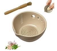 Handmade Garlic Grater X Herb Bowl, Garlic Grater Plate, 2-In-1 Pottery Herb Stripper Bowl, 5 Hole Sizes with Brush, for Fresh Garlic Ginger Herbs Lemon Zest Cheese (D)