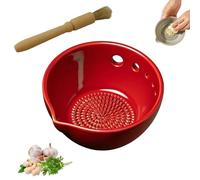 Handmade Garlic Grater X Herb Bowl, Garlic Grater Plate, 2-In-1 Pottery Herb Stripper Bowl, 5 Hole Sizes with Brush, for Fresh Garlic Ginger Herbs Lemon Zest Cheese (C)
