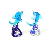 Handmade Glass Dolphin Miniature Figurines Aquarium Home Tabletop Decor Craft Ornaments 2Pcs