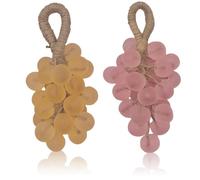 Handmade Grape Soap on a Rope Gift Set - Natural Cold Process Bar Soaps,Decorative Grape Cluster Design,Aromatic & Moisturizing for Baptisms/Air Freshening/Gifts/Decor (2PCS-B)