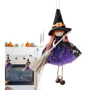 Handmade Kitchen Witch Doll Halloween - Hangable Ornaments Witch Broom Doll | Ornament Hangable Collectible Scary Figurine for Window | Wall Outdoor Garden Patio Home Haunted House Handmade Kitchen Witch