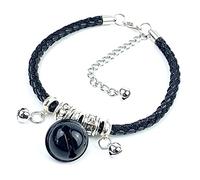 Handmade Leather Pet Cats Collar with Bell Adjustable Braided Leather Rope Pet Small Dog Collar for Puppy Kitten Cats Bell Collar (Black)