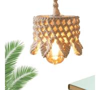 Handmade Macrame Lamp Shade, Boho Hand Woven Decoration, 5.9x5.1 Inch Light Cover with Intricate Knot Build, Decorative Lamp Shade, Bohemian Fringe Design, Aesthetic Accessory for Nurseries and Cafes