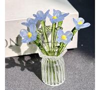 Handmade Mini Glass Flowers in Vase, Colorful Tiny Glass Flowers Ornaments for Desk Decor, Forever Glasses Flower Bouquet Gift for Mum, Women,Birthday, Mother's Day (H)