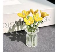 Handmade Mini Glass Flowers in Vase, Colorful Tiny Glass Flowers Ornaments for Desk Decor, Forever Glasses Flower Bouquet Gift for Mum, Women,Birthday, Mother's Day (E)