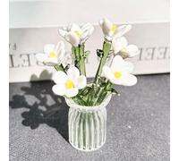 Handmade Mini Glass Flowers in Vase, Colorful Tiny Glass Flowers Ornaments for Desk Decor, Forever Glasses Flower Bouquet Gift for Mum, Women,Birthday, Mother's Day (B)