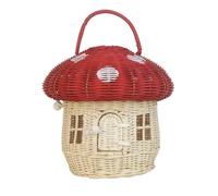 Handmade Mushroom Storage Basket - Container with Lid & Handle | Decorative Bag for Picnic, Doll House, Photography, Kitchen, Table, Living Room, Beach, Counter, Food, Toys, Kids, Adults