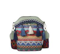 Handmade Native American Handbag,Woven Tassel Bucket Bag,Women Vintage Traditional Boho Ethnic Travel Casual Tassel Crossbody (Green)