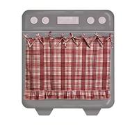 Handmade Oven Skirts, Oven Skirt Curtain for Door, Farmhouse Kitchen Décor, Cabinet Dishwasher Curtains, Ruffled Trim, Ribbon Ties, Effortless Install (Black Checkered, 60(W)*45(L) cm(24" L*18" W))