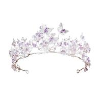 Handmade Rhinestone Butterfly Tiara - European Style Bridal Crown Headband, talla única, Madera de agar
