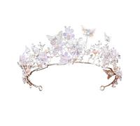 Handmade Rhinestone Butterfly Tiara - European Style Bridal Crown Headband, talla única, Madera de agar