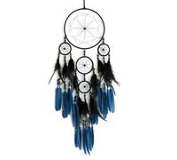 Handmade Round Dream Catcher Vintage Hanging Feather Dreamcatcher For Bedroom Wall Ornament Decor(Blue)
