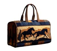 Handmade Southwestern Horse Quilted Duffle Bag - Original Patchwork Travel Tote with Premium Texture (Large (18"x9"x9"))