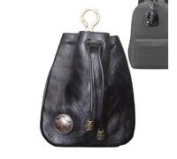 Handmade Vintage Cowhide Storage Bag - 3.54×0.78×4.52 Inches Cowhide Purse | Small Portable Key Pouch | Leather Drawstring Change Purs |Key Ring Purse Coin Organizer Bag for Keys