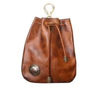 Handmade Vintage Cowhide Storage Bag - 3.54×0.78×4.52 Inches Cowhide Purse | Small Portable Key Pouch | Leather Drawstring Change Purs |Key Ring Purse Coin Organizer Bag for Keys
